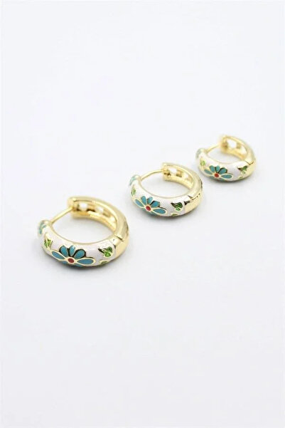 Marsilyan Nvdn- Ieg - 3-Piece Enamel Flower Earrings - White Iegrs-Nvdn1
