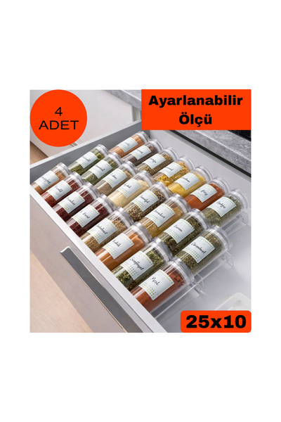 DKM Protect Pleksi Şeffaf 4 Adet Ayarlanabilir Baharatlık Çekmece İçi Düzenle...