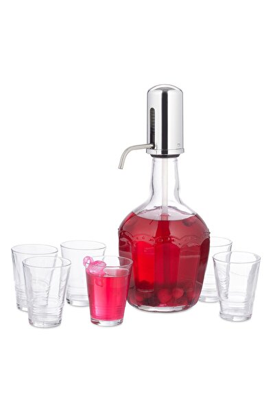 Ayawaska Set Dispenser de bauturi cu pompa manuala cu 6 pahare, pentru limona...