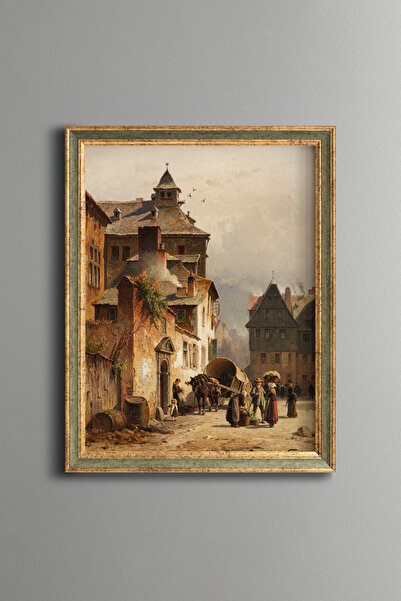 epiqart Historic European Street - Vintage Patterned Frame - Slim Model