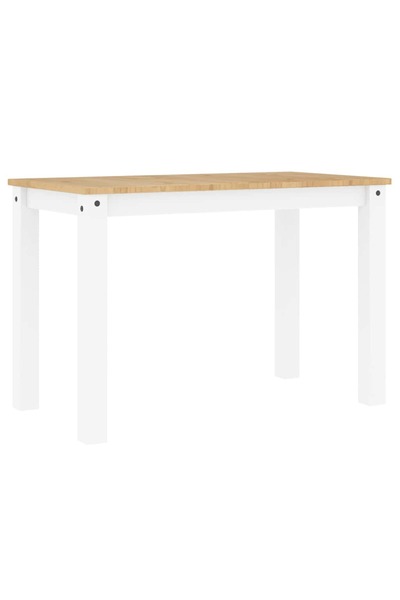 vidaxl Masă de sufragerie „Panama”, alb, 112x60x75 cm, lemn masiv pin