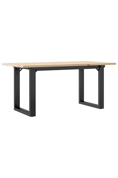 vidaxl Masă de cafea, cadru O, 100x50x45 cm, lemn masiv pin și Oţel