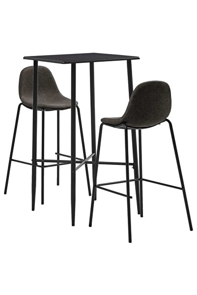 vidaxl Set de bar, 3 piese, gri închis, material textil