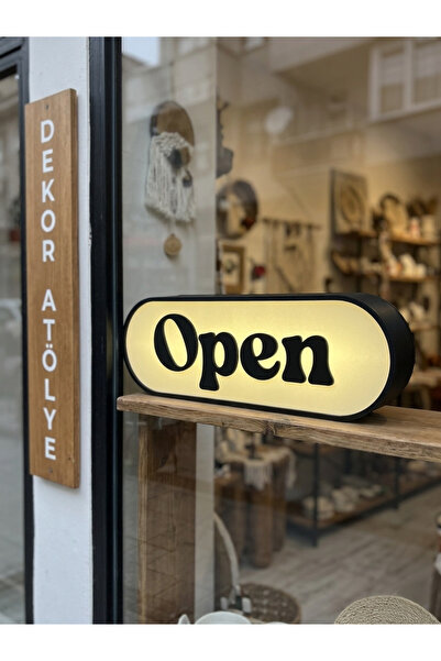 Dekor atolyem Open Yazılı Işıklı Led Tabela Lambası - Cafe, Nail Stüdyo, Tatt...