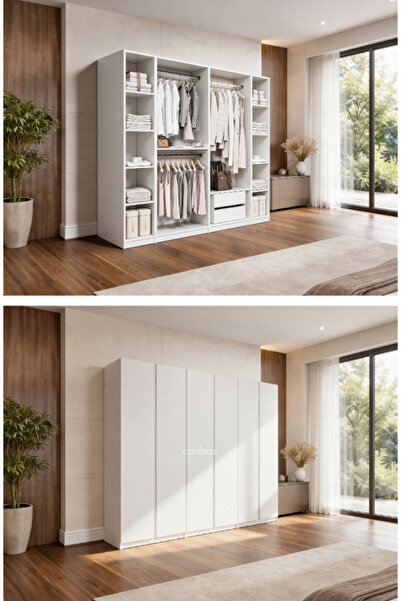 CANBAZ FURNİTURE Mira modüllü 6 MDF kapaklı %100 MDF(KURULUM DAHİL)