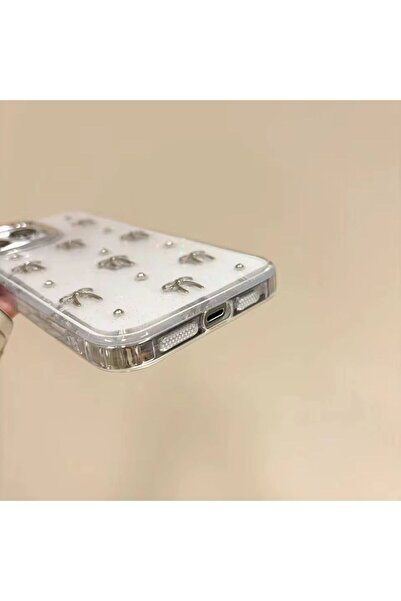 n noppax İphone 13 Pro Uyumlu Kurdele Desenli Parıltılı Kılıf