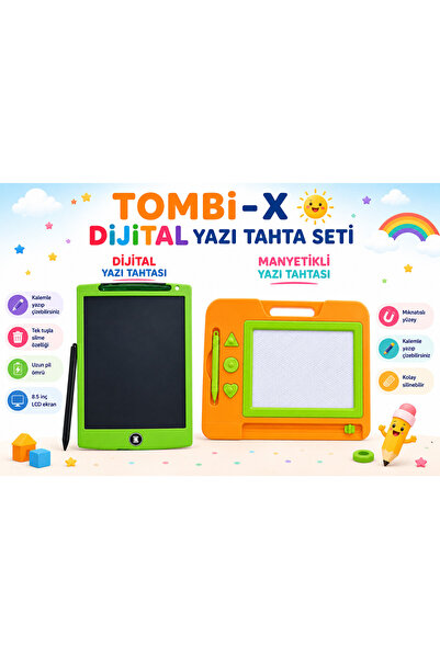 TOMBİ-X Digital Lcd Writing Board and Magnetic Magic Blackboard Set for Kids