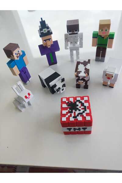 Yakamoz 3d MINECRAFT STEVE ALEX BÜYÜCÜ İSKELET VE TAVŞAN, PANDA,KOYUN,İNEK ve...