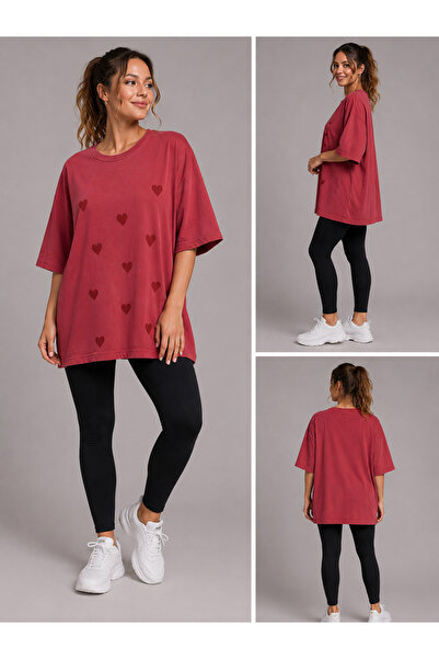 Trendline Trendy ženska bluza od tkanog materijala sa printom srca, širokih k...
