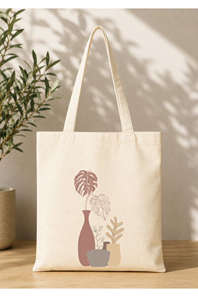 Eylül Design Vintage Boho Patterned Printed Raw Fabric Bag Organic Tote Bag
