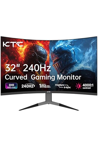 KTC 32 inç monitör Kavisli 1000R, 2K WQHD (2560x1440p) 240 Hz oyun monitörü, ...