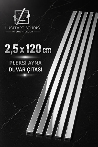 LucitART 2,5x120 cm Pleksi Ayna Duvar Çıtası Gold & Gümüş Kendinden Yapışkanl...
