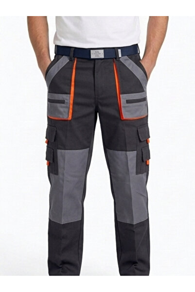 PandaForma Anthracite Unisex Gabardine Work Trousers with Bellows Pockets