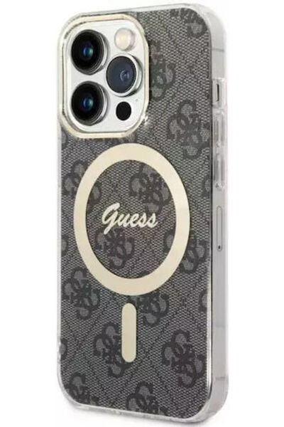 Guess 4G MagSafe Back Cover Plastic Black (iPhone 14 Pro) Code: GUHMP14LH4STK