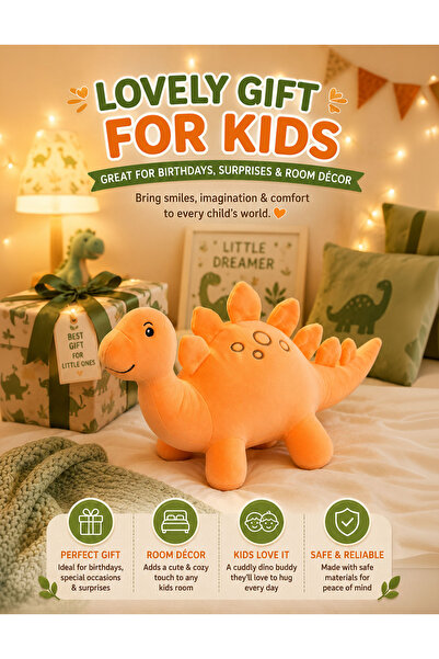 Puff pals Dinosaur Plush Toy 35CM Soft Stuffed Animal Cute Stegosaurus Dino P...