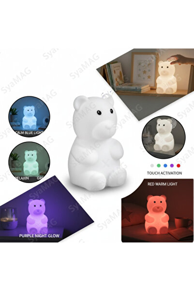 SyaMAG Silicone Squishy Bear Night Light, 9x10x16 cm, Touch Color Change (Gre...