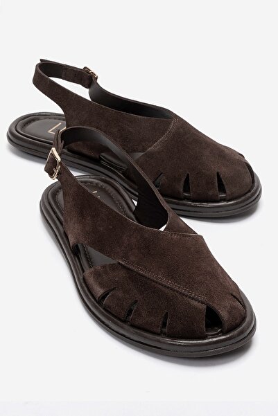 LuviShoes Sandale de damă BELAS din piele naturală maro din piele intoarsa