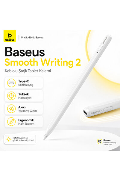 BASEUSONLINE Smooth Writing 2 Aktif Stylus Kalem - Kablolu Şarjlı iPad Uyumlu...