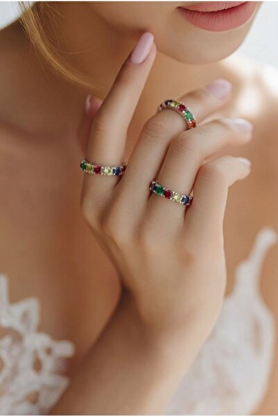 Monalisa Home Luxury Ring with Colorful Stones and Steel Pattern