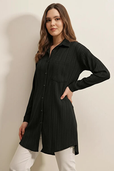 Şeker Portakalım Women's Vertical Striped Black Shirt
