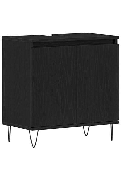 vidaxl Dulap pentru Chiuveta de Baie Stejar Negru 58 x 33 x 60 cm