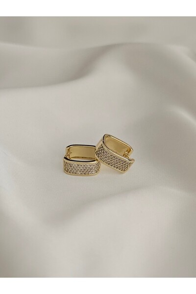 Zivazer Store kadın xuping 14k gold renk dikdörtgen taşlı küpe [1.7 cm]
