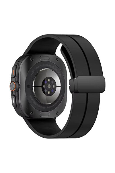 OEM Λουράκι Samsung Watch Ultra 47mm Σιλικόνης Μαγνητικό Μαύρο με Μαύρη Πόρπη