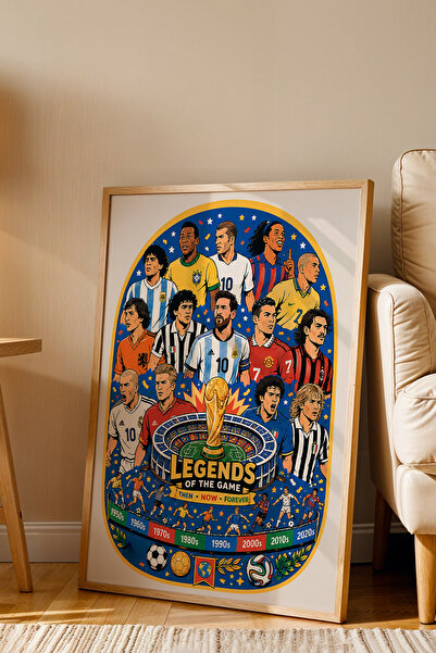 e2nova Dünya Kupası Futbol Efsaneleri Legends of the Game Premium Çerçeveli D...