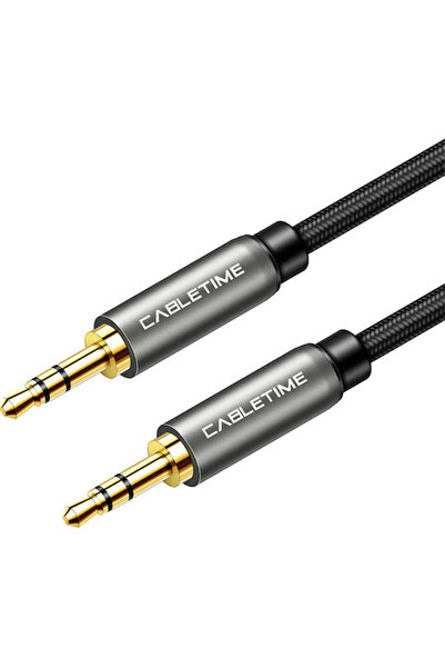 Cabletime Καλώδιο Ήχου 3.5mm Αρσενικό σε 3.5mm Αρσενικό, Μαύρο, 1μ, με Επιχρυ...