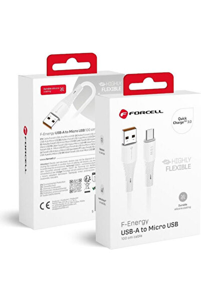 Forcell Κανονικό καλώδιο USB 2.0 σε Micro USB, λευκό, 1μ, FOCB-395390, 1 τεμάχιο