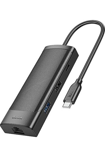 hoco. Hoco HB44 Εύκολος Σταθμός Σύνδεσης USB-C με HDMI 4K PD Ethernet Μαύρο