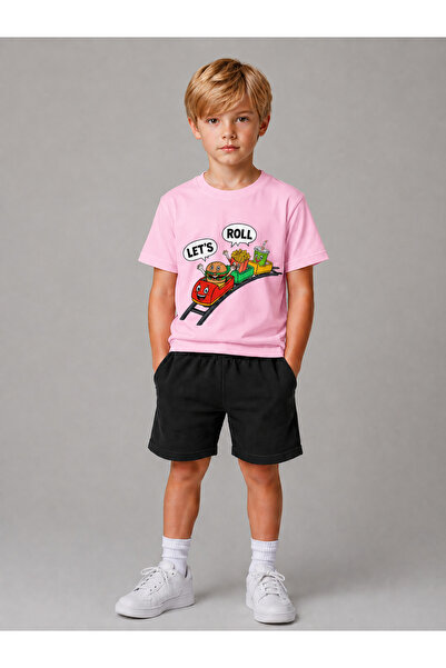 VODEXA Set tricou și pantaloni scurți pentru fete și băieți, 100% bumbac, cro...