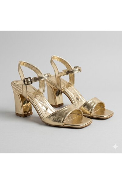 KİNDEP (Wiesse) Galvaniz Heel Single Band Women's Shoes Gold