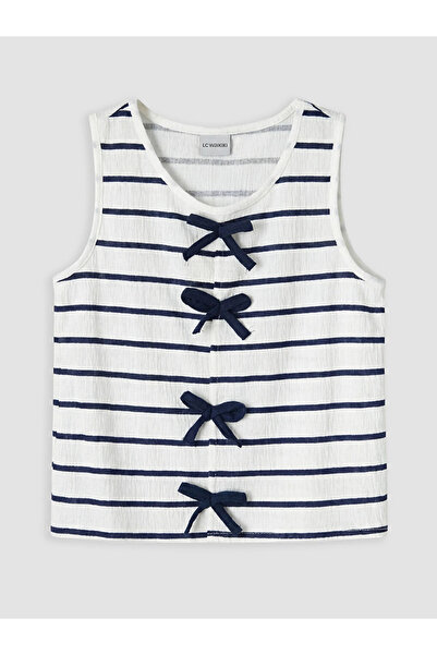 LC Waikiki Navy Blue Bow Detailed Girls' Athlete Top