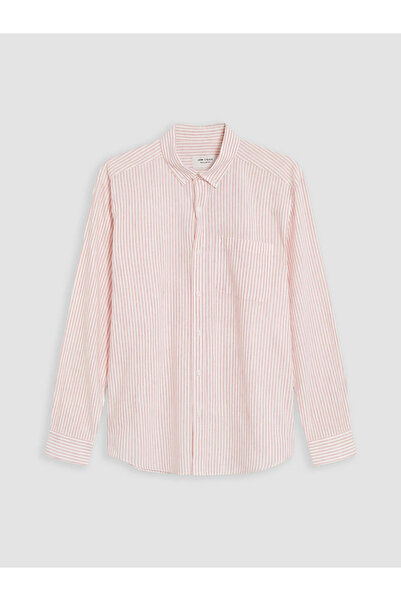 LC Waikiki Pink Regular Fit Striped Linen Blend Men's Shirt