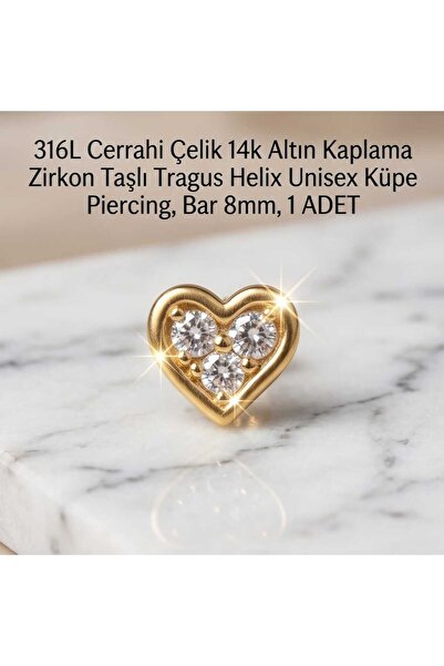 Lunexa 316L Cerrahi Çelik Altın Kaplama Kararmaz Alerji Yapmaz Zirkon Taş Fig...