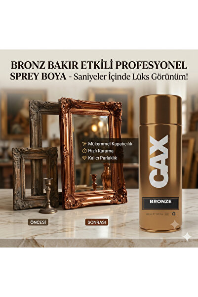 caxcolors CAX Profesyonel Altın Varak Etkili Sprey Boya 400 ml - Ahşap, Metal...