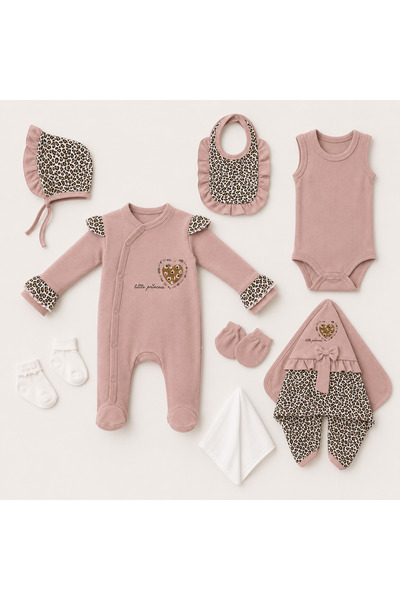 babyist Babynova Premium Kız Bebek Hediye Seti 8’li Yenidoğan Zıbın Takımı