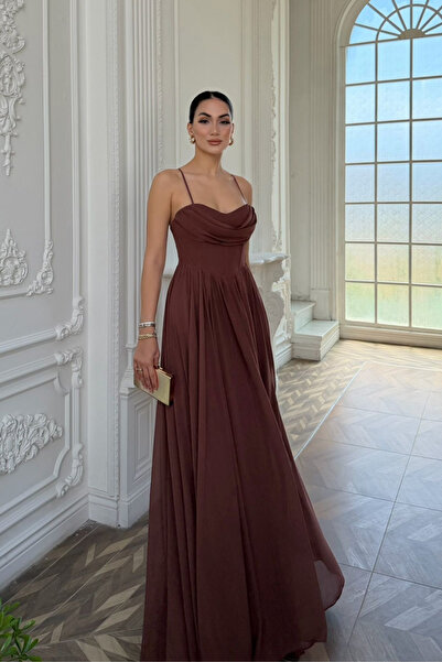 Sindimoda İlke İp Askılı Degaje Yaka Şifon Abiye 2003