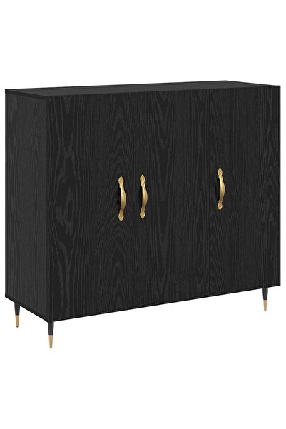 vidaxl Bufet Stejar Negru 90 x 34 x 80 cm Lemn compozit