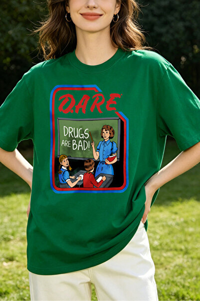 Fleck تي شيرتات نسائية بطباعة رسوم كرتونية عتيقة بتصميم DARE Drugs Are Bad، ب...