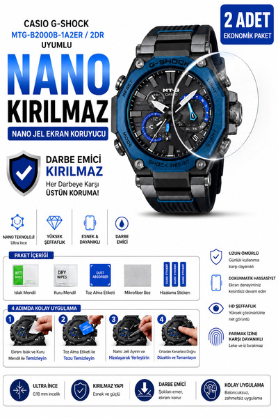 Astakos Casio G-Shock Mtg-B2000B-1A2Er-2Dr Compatible Nano Hydrogel Screen Pr...