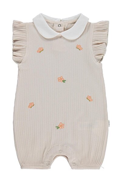 Civil Baby Salopetă cu broderie florală pentru 6-18 luni - Bej