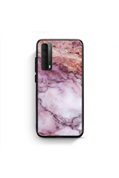 Other Huawei P Smart 2021 Marble Brown And Pink Black Glossy Θήκη