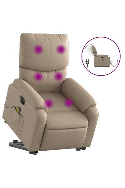 vidaxl Fotoliu electric masaj rabatabil cu ridicare, cappuccino