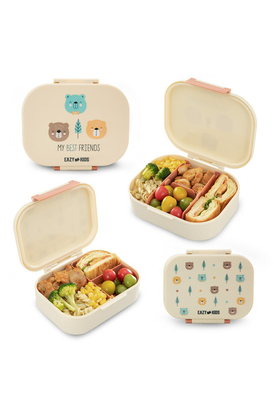Eazy Kids Bento Lunch Box Set of 2, 1200ml + 760ml, Leakproof, BPA Free, Comp...