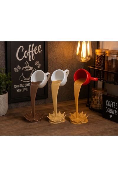 TIGEA Accessories 3 takım Dekoratif Dökülen Kahve Figürü - Kahve Köşesi