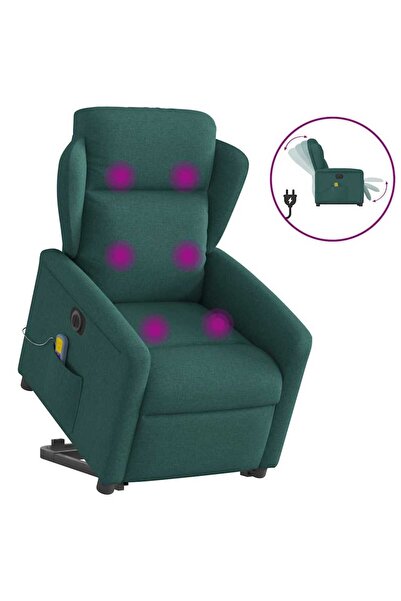 vidaxl Fotoliu electric masaj rabatabil / ridicare verde închis textil