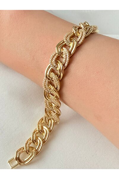 ZÜLİSCH SAMAN YOLU BİLEKLİK 14K GOLD ORJİNAL ÇELİK 316L PASLANMAZ ÇELİK ZİRKO...