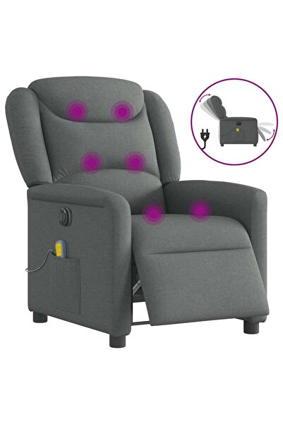 vidaxl Fotoliu electric de masaj rabatabil, gri închis, textil